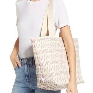 Dance Happy NWT Large Geometric Pattern Cotton Canvas Flat Base Open Tote Bag